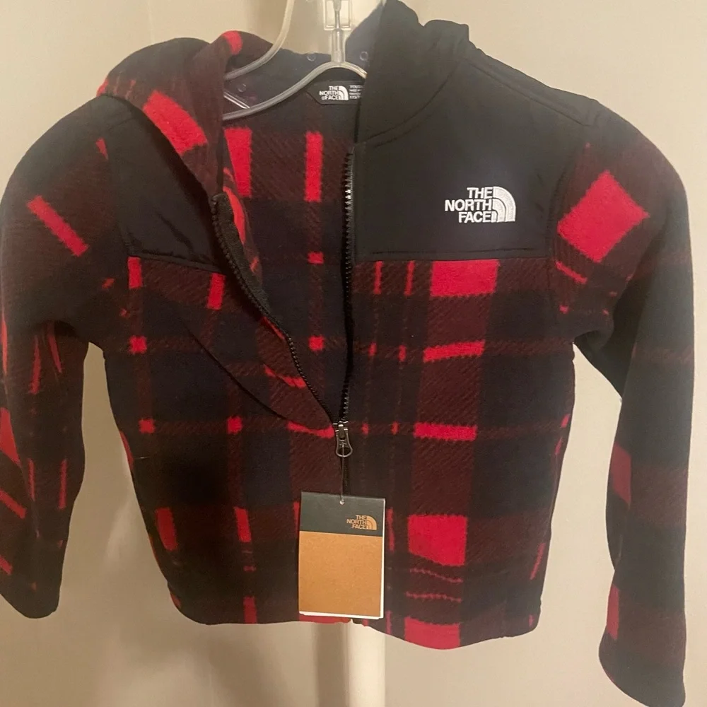 North Face kids Plaid Fleece Hoodie size 5 NWT - Picture 8 of 9